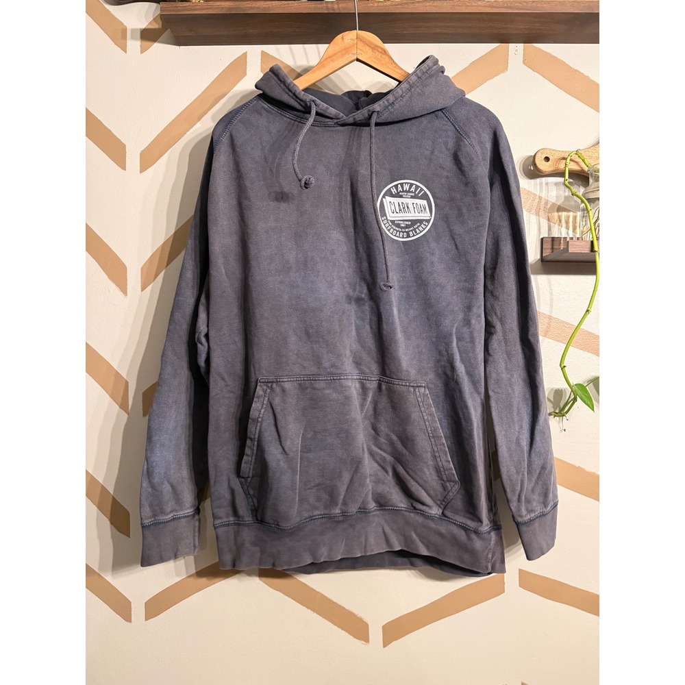 Malibu Shirts Hoodie Womens Large Blue Clark Foam Hawaii Distressed Graphic
